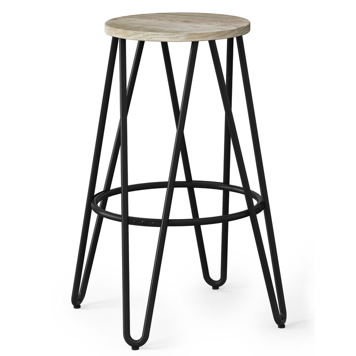 Simeon 30 inch Metal Bar Stool with Wood Seat