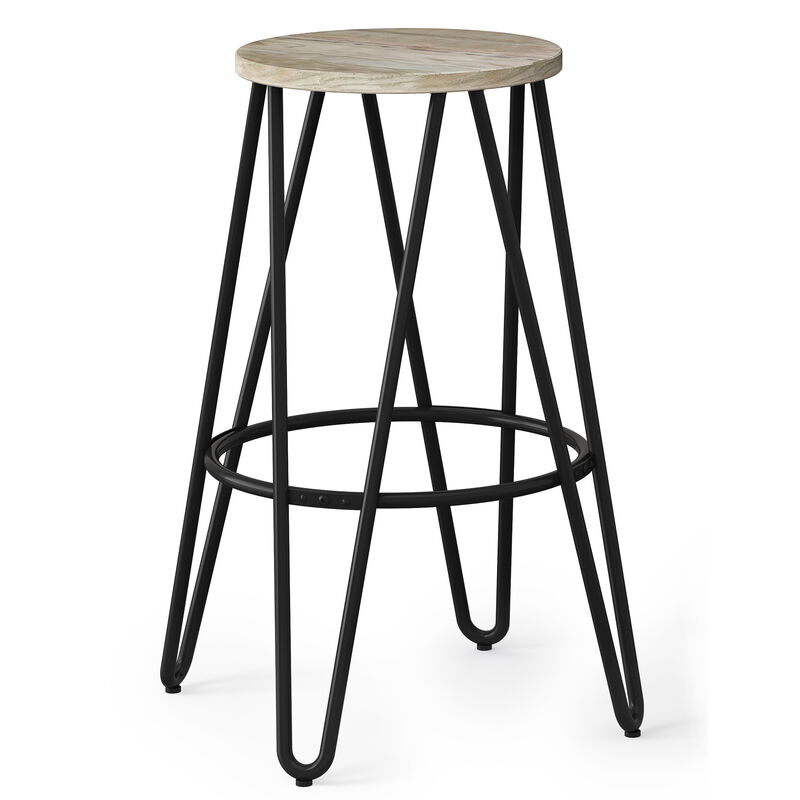 Simeon 30 inch Metal Bar Stool with Wood Seat