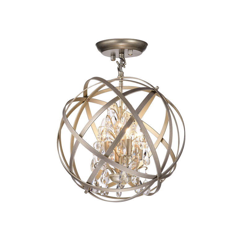 Blythe Light Gold with Bronze 4-light Metal Globe Crystal Semi-Flush Mount - Brushed Champagne image number 0