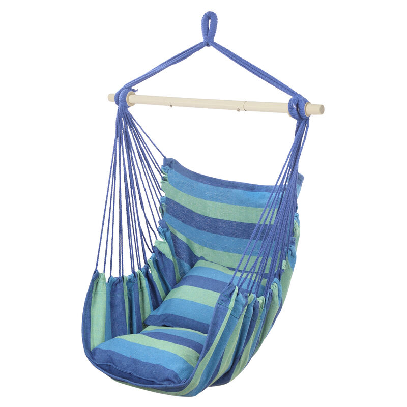 Hanging Rope Chair Distinctive Hammock Seat with Cozy Pillows for Indoor & Outdoor Relaxation