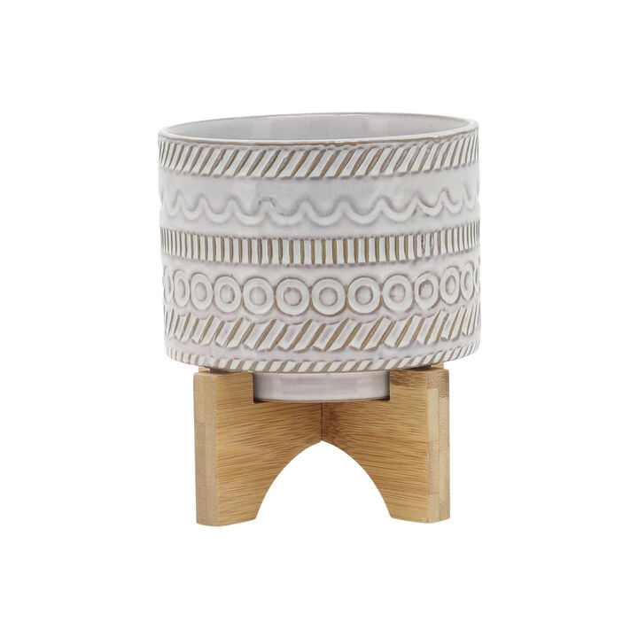 Tribal Planter W/ Wood Stand