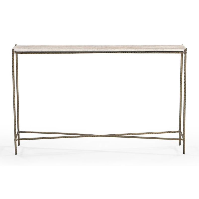 Alex Hamilton Asher 48 Console Table with Travertine Top