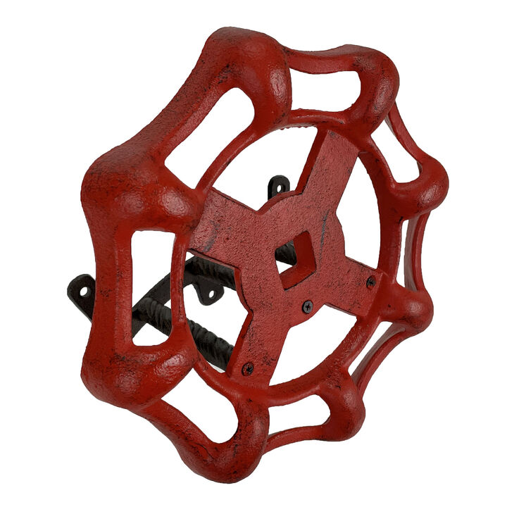 Faucet Spigot Hose Holder - Red Cast Iron - Rustic Outdoor Decor, Holds 75 Feet