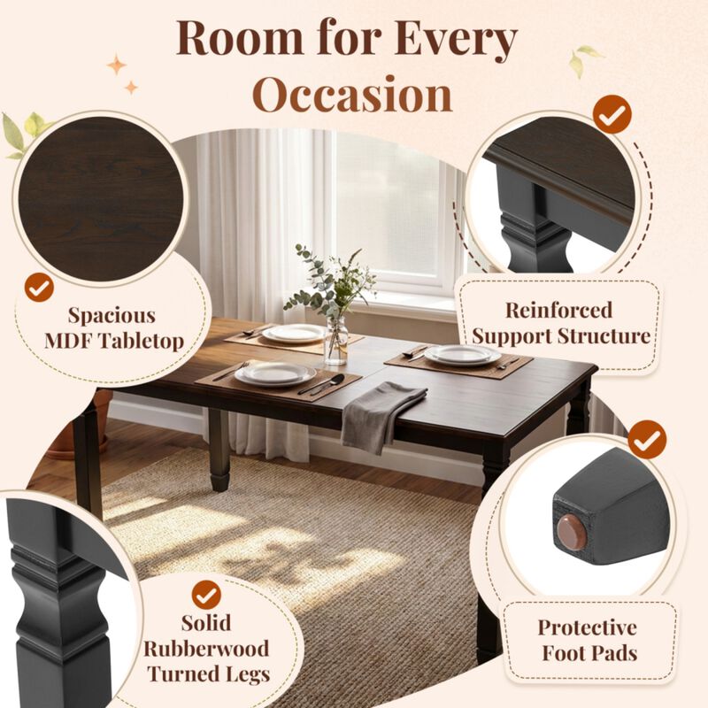 Jedtet Farmhouse 5‑Piece Extendable Dining Table Set image number 3