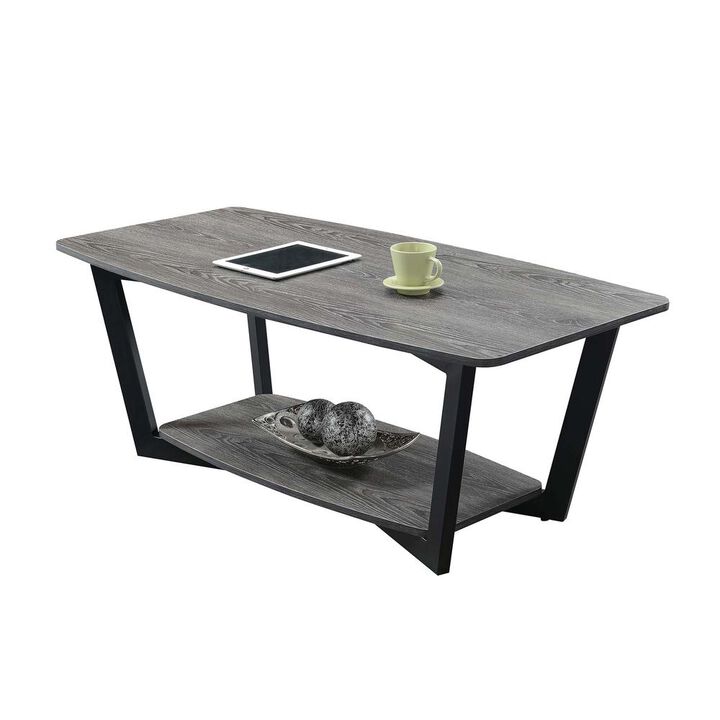 Convenience Concepts Graystone Coffee Table with Shelf, Weathered Gray/Black Frame