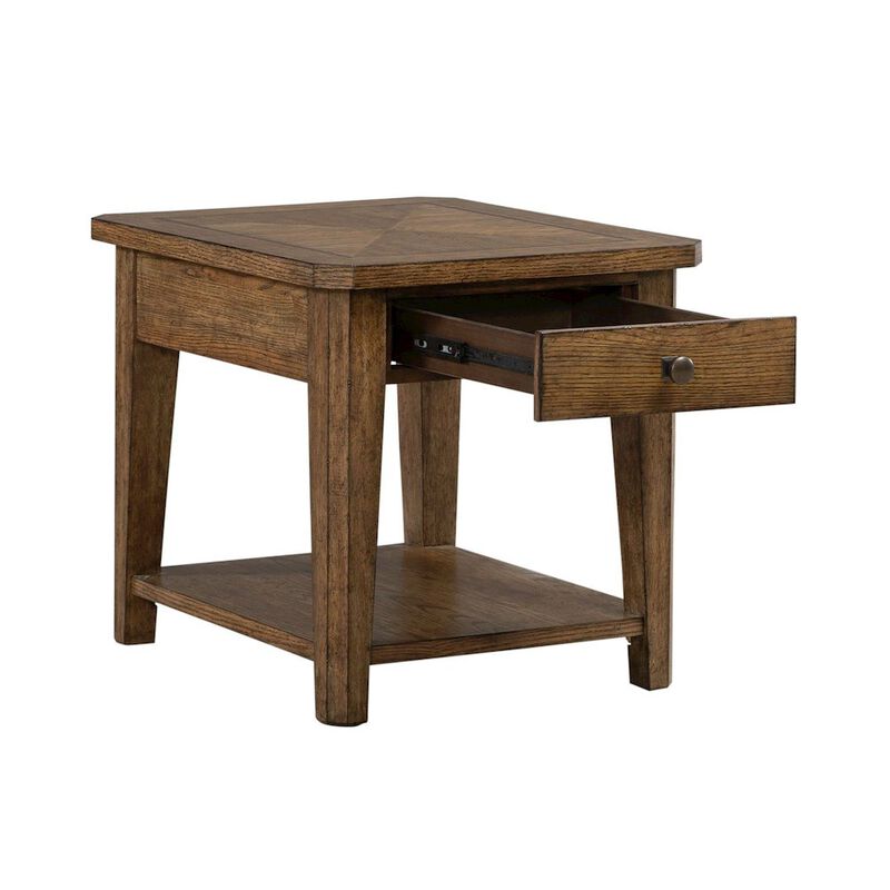 Liberty Furniture Carolina Park End Table for Living Room - Amber Brown Oak image number 4