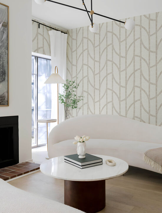 Harlow Champagne Curved Contours Wallpaper (Set of 2)