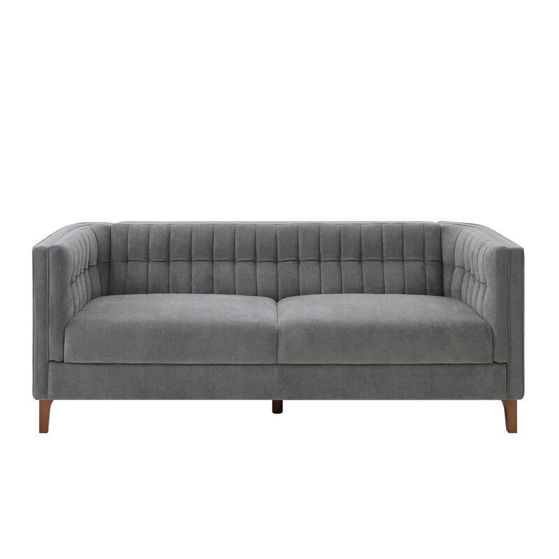 Merax Minimalist Channel Tufted Chenille 3-Seater Sofa with Solid Birch Legs image number 0