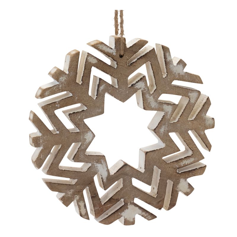 Set of 12 Cut-Out Wood Snowflake Ornaments for Tree, Garland, or Gift Toppers