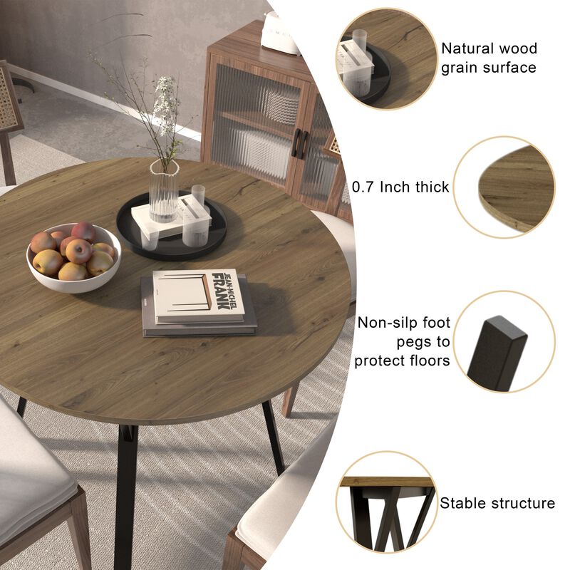 Tufwon 35.43" Round Industrial Dining Table image number 2