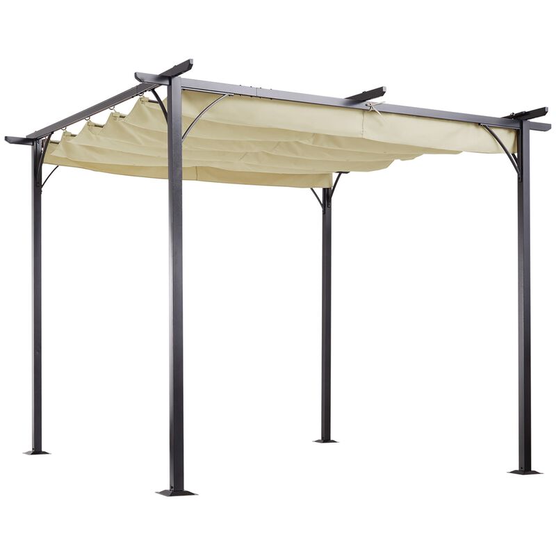 Beige Shade Solution: 10x10 Retractable Pergola Gazebo with UV Resistant Canopy