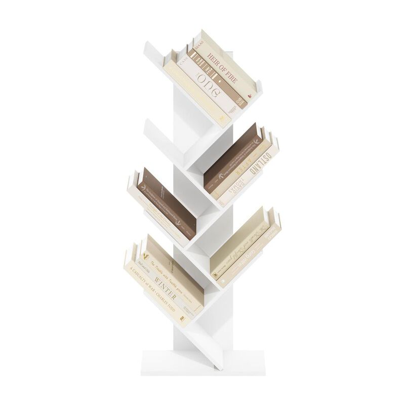 Tree Bookshelf 7-Tier Floor Standing Tree Bookcase, White
