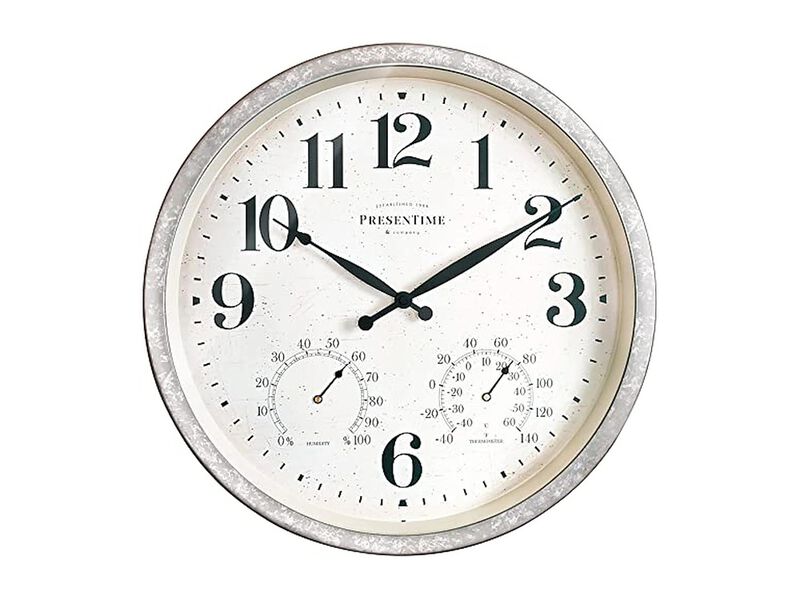 Farmhouse Thermometer Hygrometer All One Wall Clock 16 Inch Outdoor Home Decor image number 0
