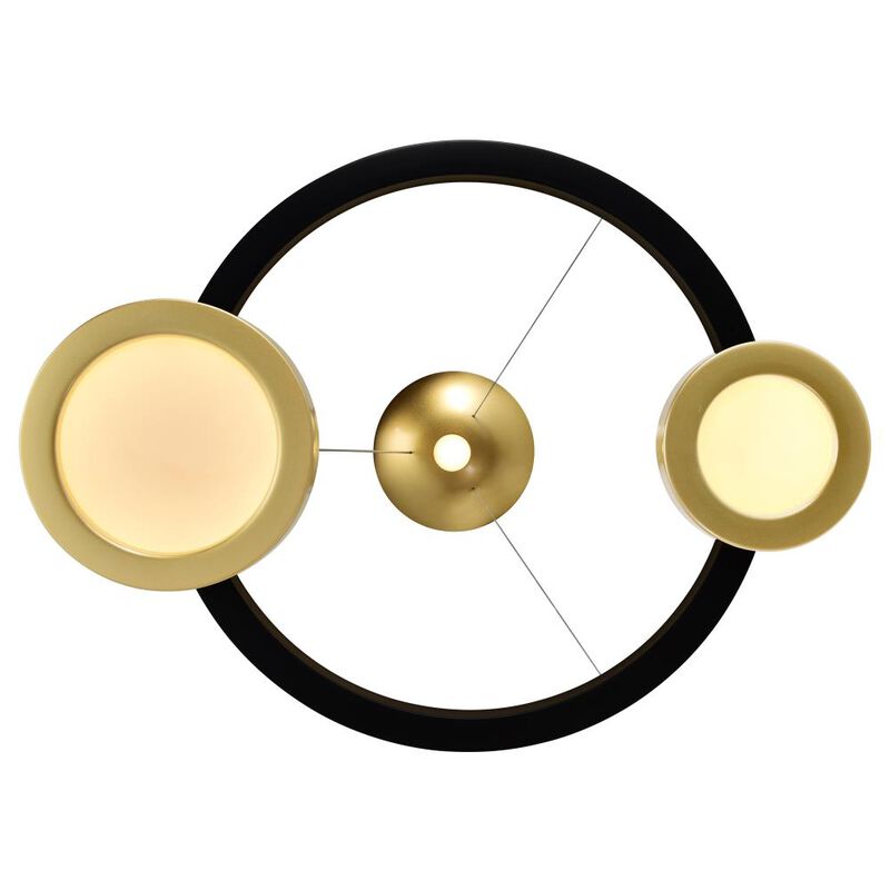 Deux Lunes LED Chandelier With Sun Gold & Black Finish