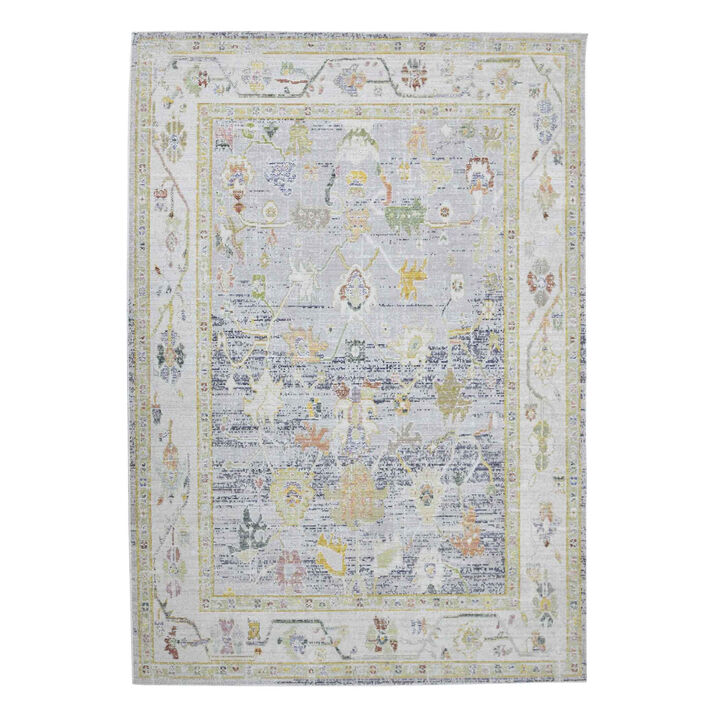 4 x 6 Blue Floral Power Loom Area Rug