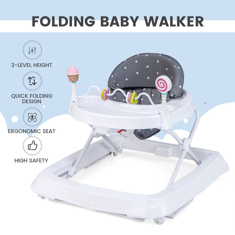 Adjustable Height Baby Activity Walker Foldable with Removable Seat image number 3