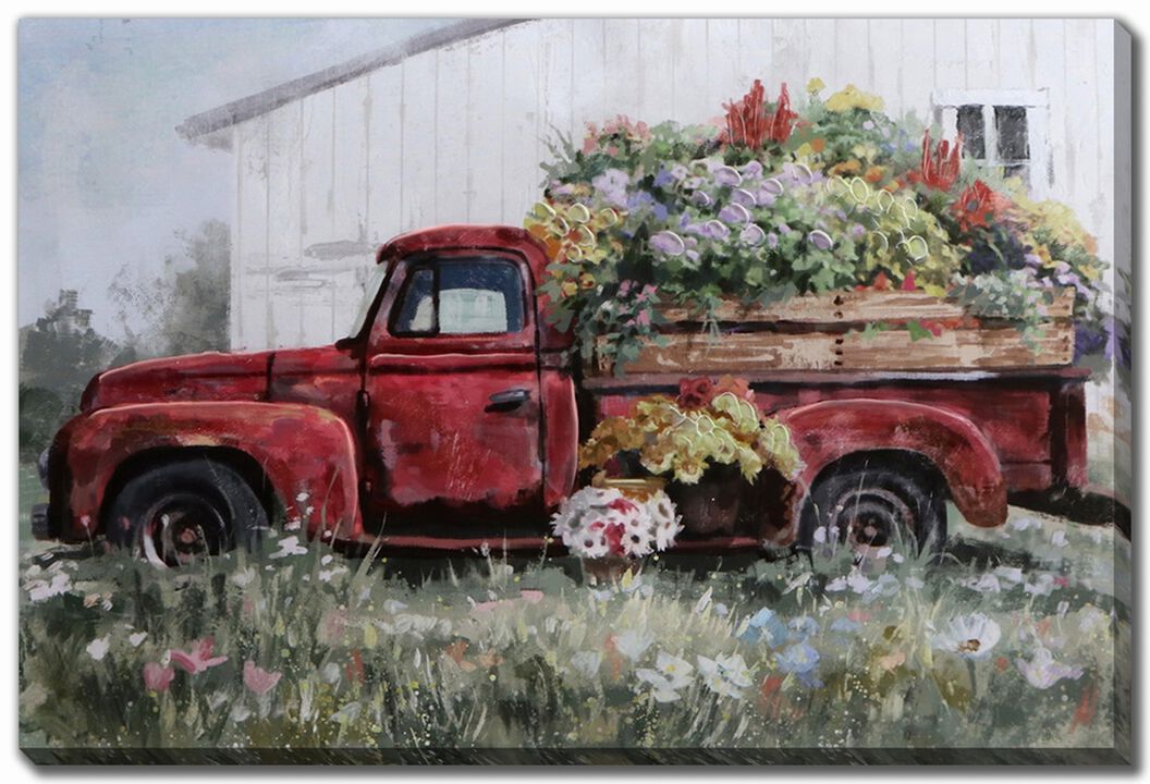 Red Truck With Blooms