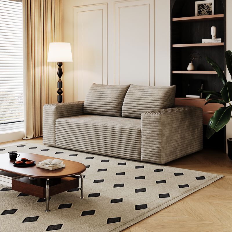 Whisen 63" 2-Seat Modern Sofa, Cotton Deep Seat Loveseat for Living Room Bedroom, No Assembly Required image number 4