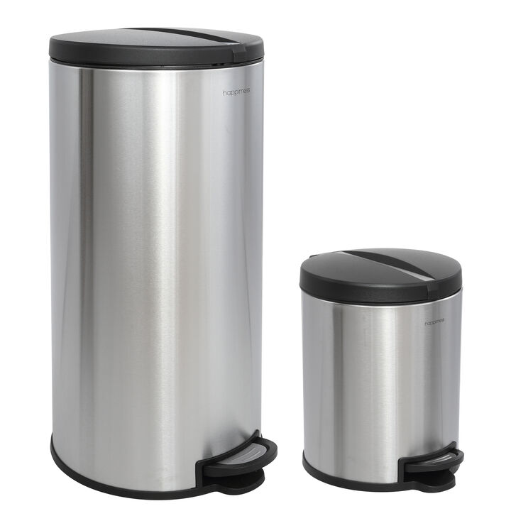 Oscar Round Step-Open Trash Can with Mini Trash Can