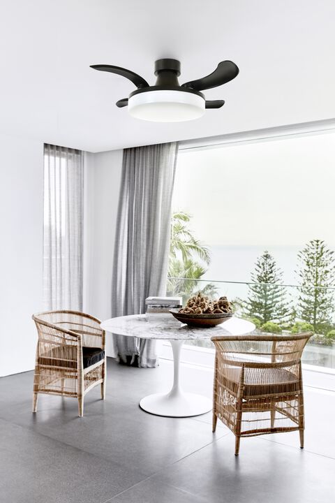 Fanaway Orbit 36" Indoor/Outdoor Retractable Blade Ceiling Fan with Light and Remote, Modern Fandelier Ceiling Fan, Patented Design Technology, Stronger Thicker Blades, Damp Rated