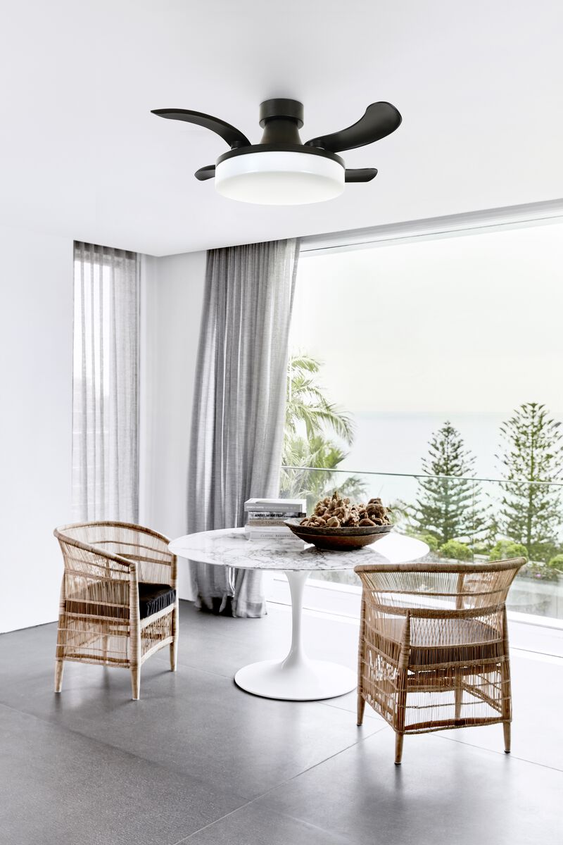 Fanaway Orbit 36" Indoor/Outdoor Retractable Blade Ceiling Fan with Light and Remote, Modern Fandelier Ceiling Fan, Patented Design Technology, Stronger Thicker Blades, Damp Rated image number 1