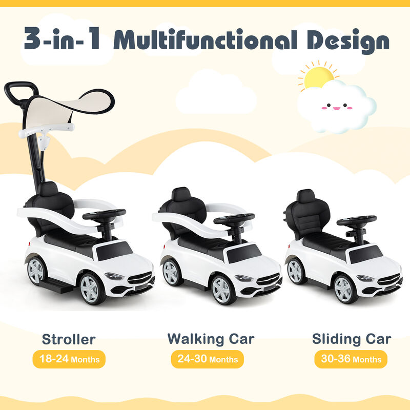 3 in 1 Toddler Ride On Push Car with Canopy Sliding Function and Stroller image number 5