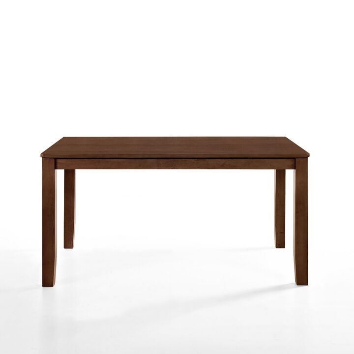 Accai Dining Table, Angled Legs, Rectangular Walnut Rubberwood 59 Inch