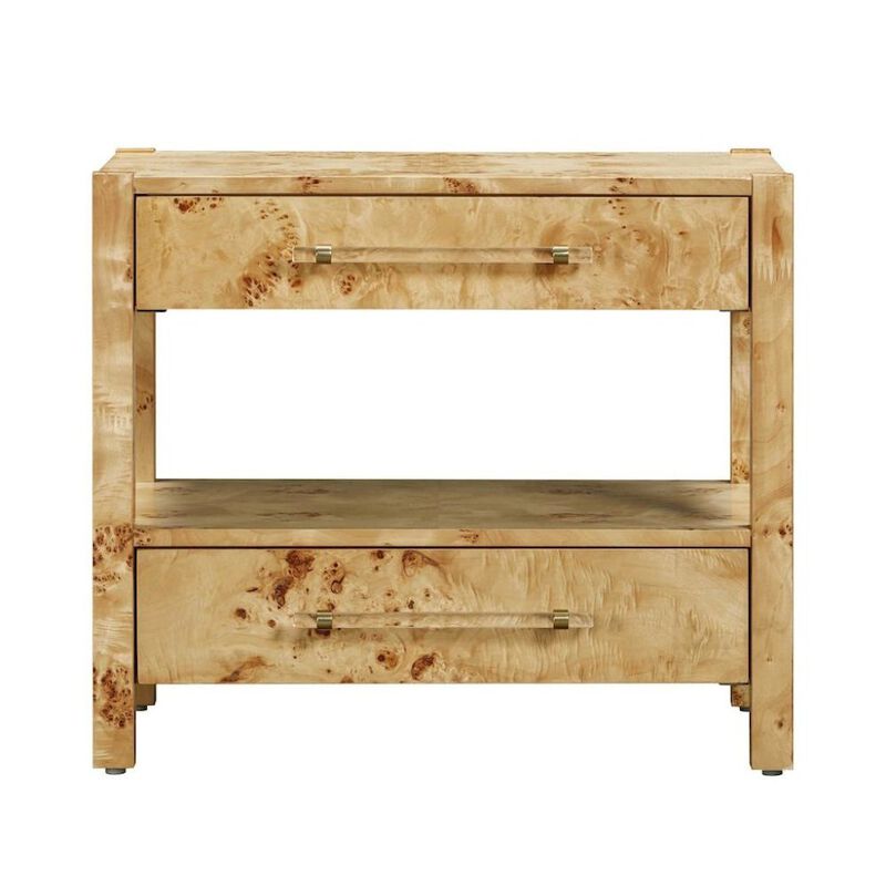 Starlight Canyon Home Handmade Acacia Wood Night Stand With  2 Drawers In Light Brown Burl Finish