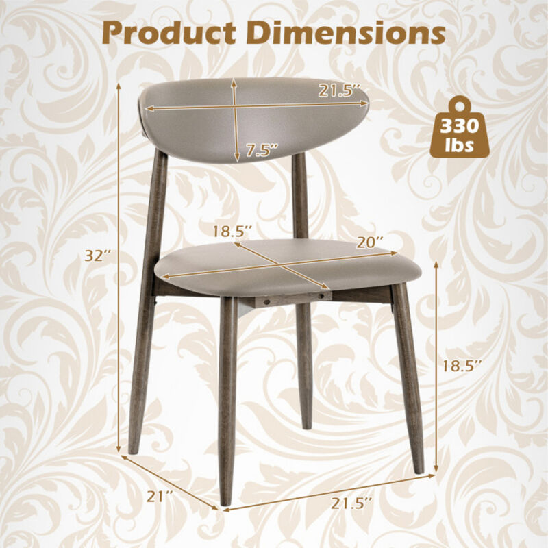 4 Pack Modern Wooden Dining Chairs with Upholstered Curved Backrest image number 2