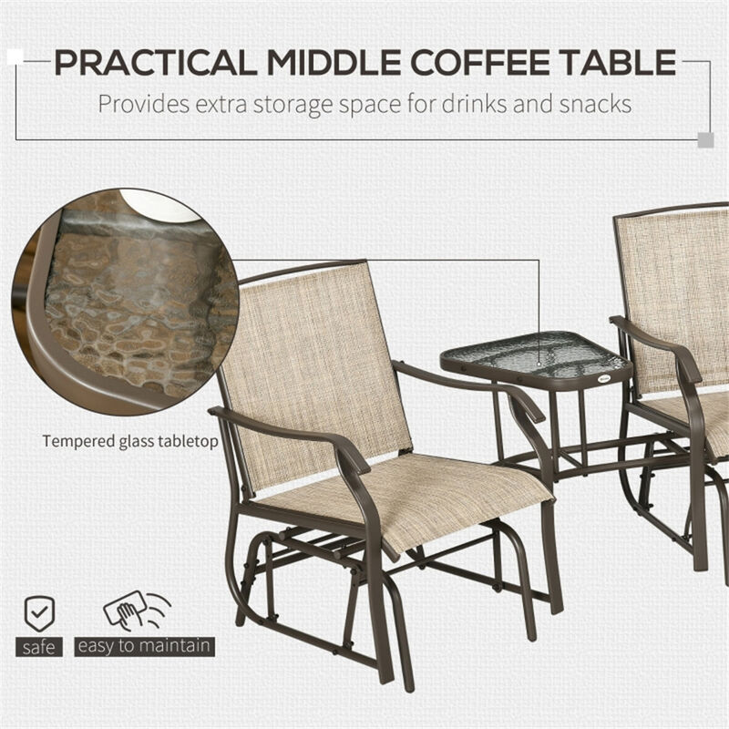 Double Patio Glider With Tea Table for Outdoor Spaces image number 3