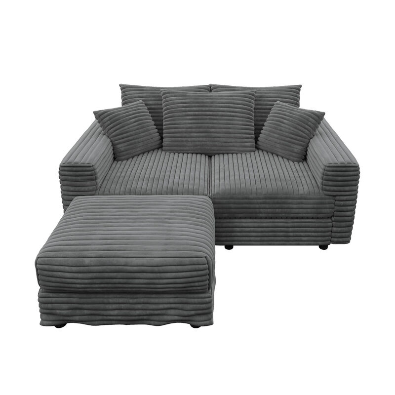 Merax Corduroy 3-Seat Sofa,Modern Comfy Upholstered Sofa Cloud Couch,Deep Seat Couches with Soft Pillows and 1 Ottomans image number 0
