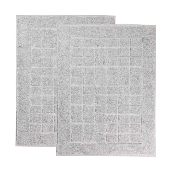 Washable Cotton Checkered Bath Rug Set of 2 for Bathrooms