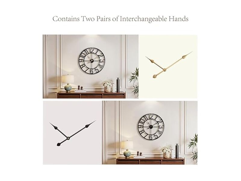 Metal Completely Wall Clock 24 Inch Silent Non Ticking Battery Operated image number 3