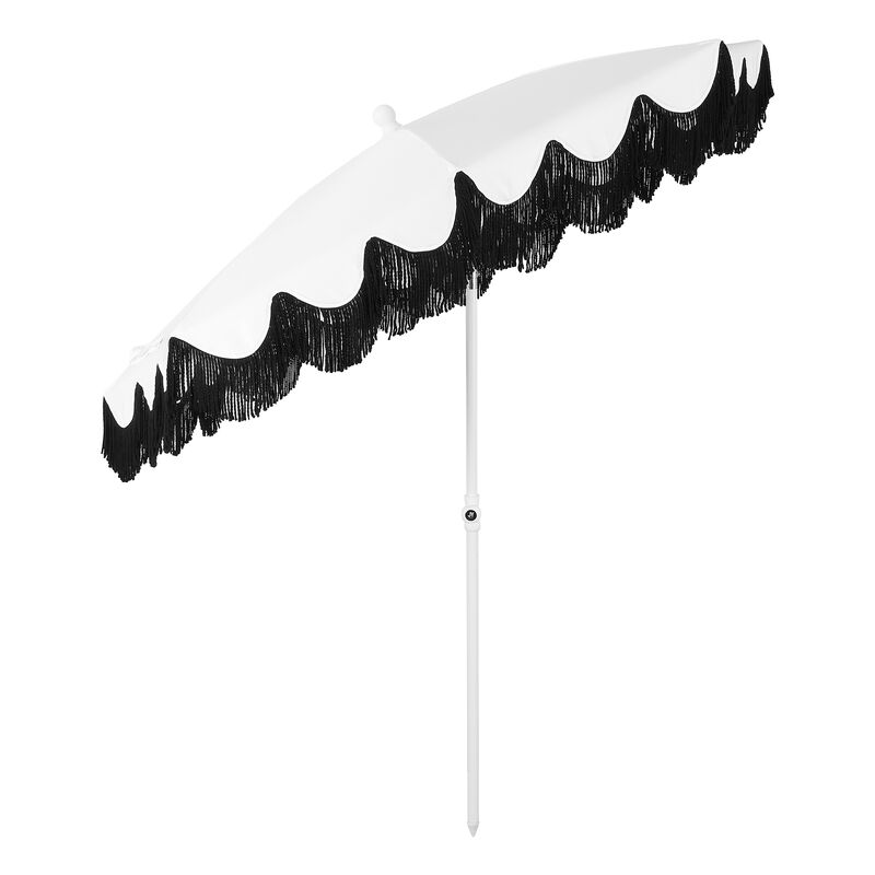 Mariner 6.5 ft. Classic Cottage Fringe Tassel Market Beach Umbrella with Push Button Tilt, Wind Vent and UV Protection, and Carry Bag image number 4