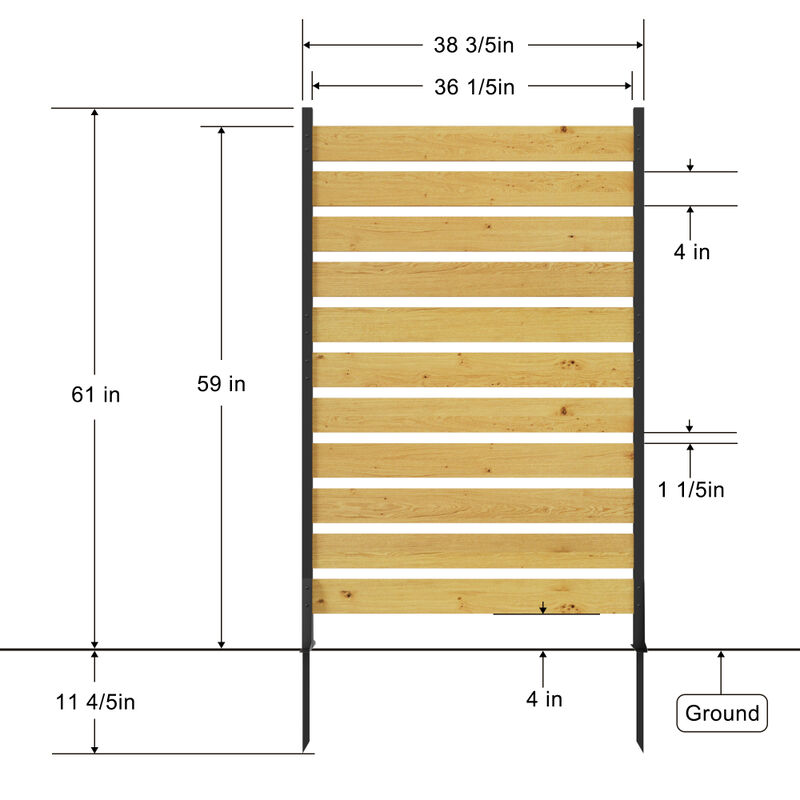 Cedar Wood Privacy Wall &ndash; Outdoor Screen Fence for Backyard Equipment & Trash image number 2