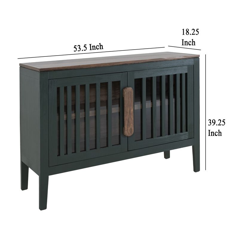 Maltie Sideboard Console Cabinet, 2 Doors, Forest Green Wood, 54 Inch - Benzara image number 4