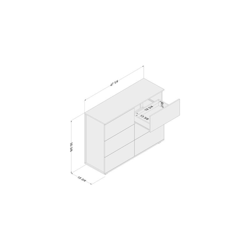 Polifurniture Madison Modern 6 Drawer Double Dresser, White