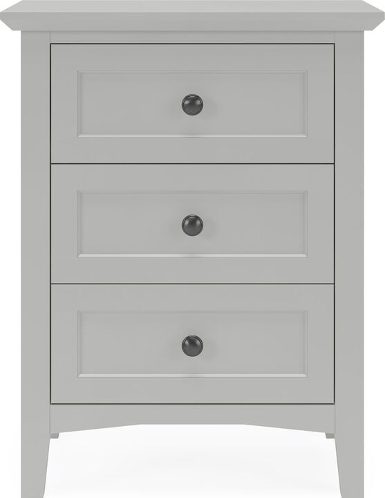 Grace Three Drawer Nightstand in Elephant Grey