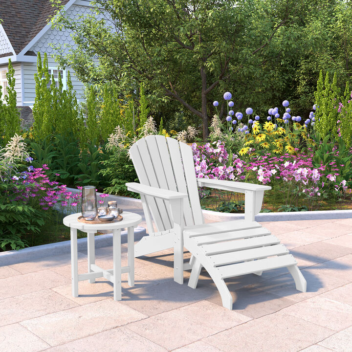 WestinTrends Outdoor Adirondack Chair With Ottoman And Side Table 3-Piece Set