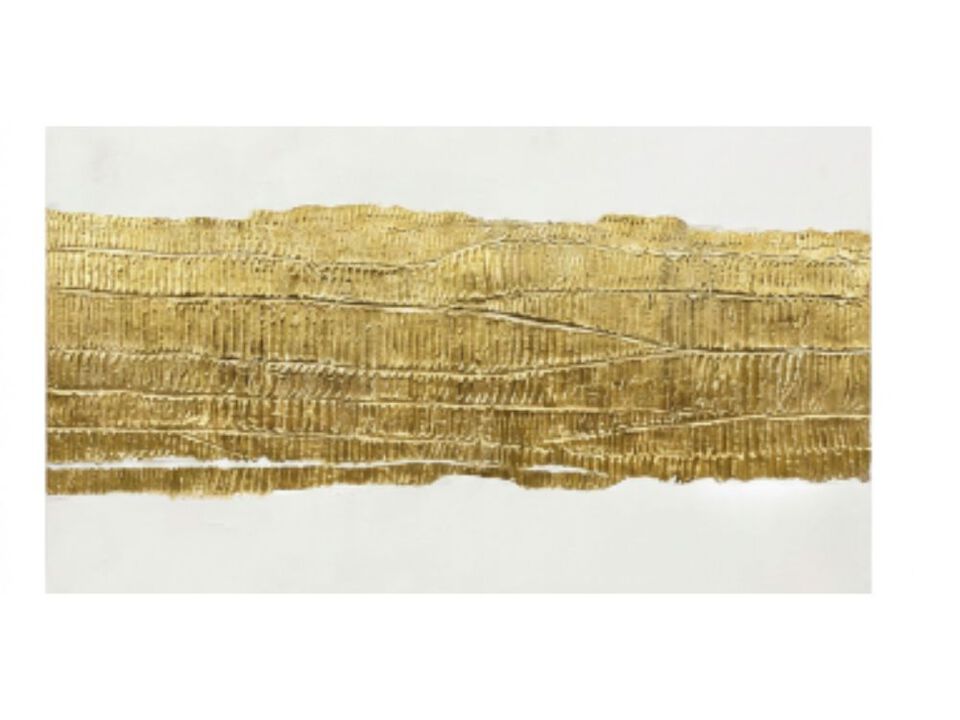 Abstract Wall Simple Canvas Art Gold Decor 29 X 58 Inch Large Living Room Office