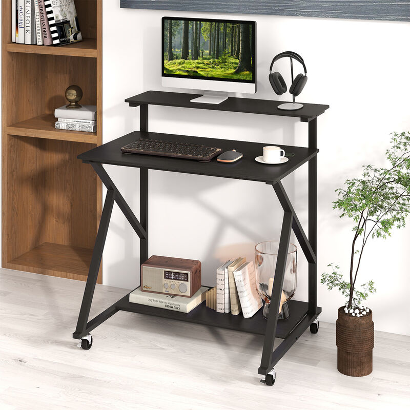 Compact Rolling Computer Desk with Power Outlets for Small Spaces image number 4