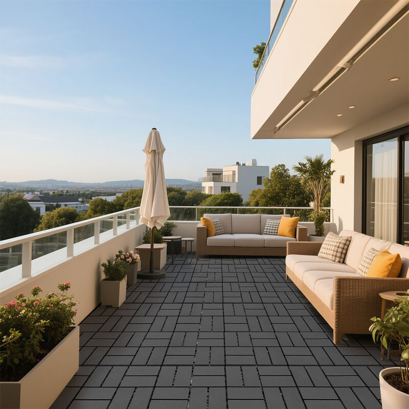44 Pcs Plastic Interlocking Patio Deck Tiles,Outdoor Flooring, Waterproof for All-Weather Use image number 8