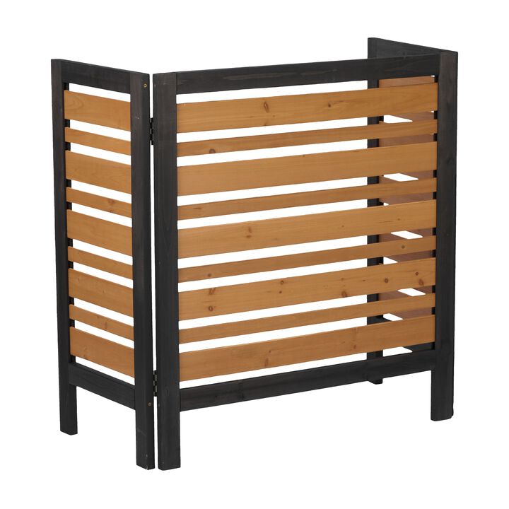 3-Panel Outdoor Air Conditioner Fence Screen, Outside Wood Privacy Fence, 38" W x 42" H