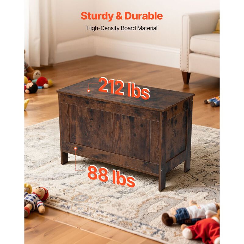Retro Kids Storage Bench with Hidden Toy Box for Bedroom and Playroom-Brown image number 5