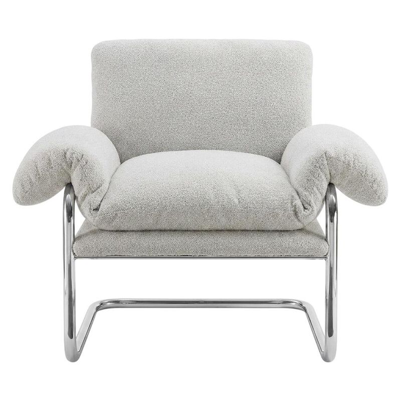 Boucle Fabric Accent Chair for Living Room, Bedroom, or Reading Nook, Newsprint image number 0