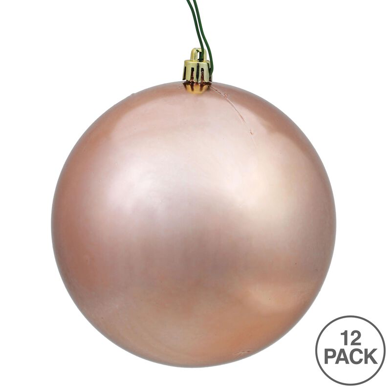 Vickerman 3" Rose Gold Shiny Ball Ornament - 12 Ornaments per Pack - Shatterproof UV Resistant - Pre-drilled Cap - Protection from Fading and Breaking - Reliable and Durable image number 2