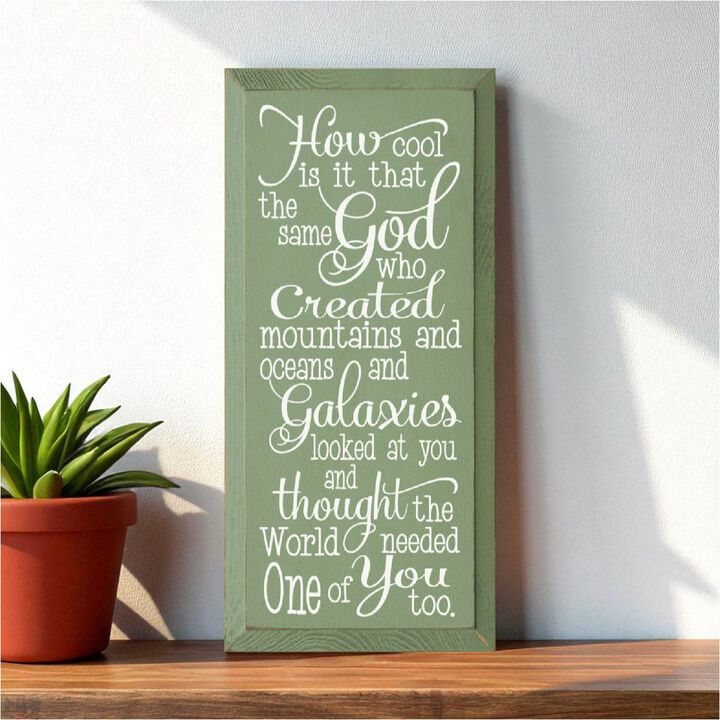 Faith Quote Wood Sign God Created Mountains Oceans and You Rustic Wall Plaque