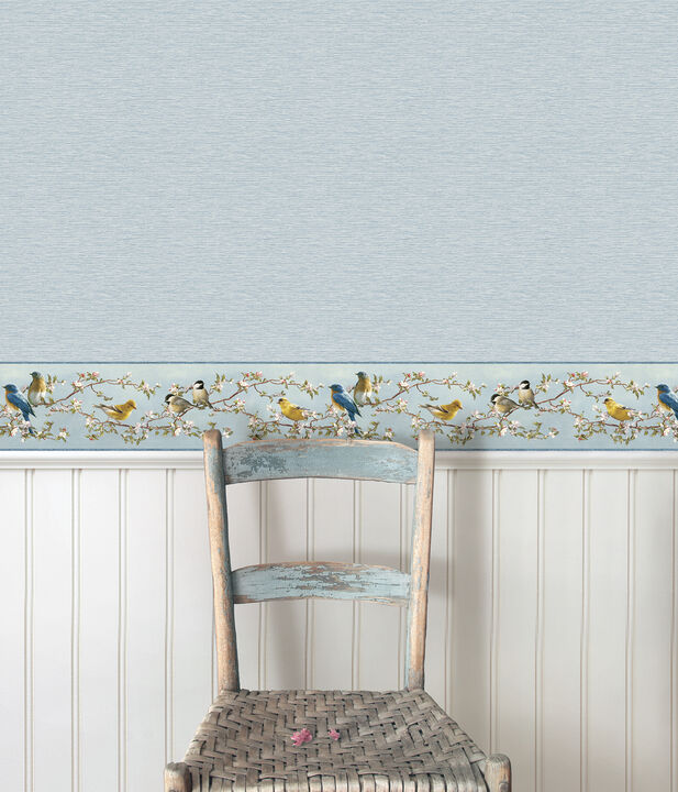 Gump Light Blue Faux Grasscloth Wallpaper