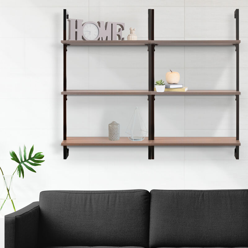 Madera  Industrial 3-Shelf Wood Wall-Mounted Open Ladder Bookcase