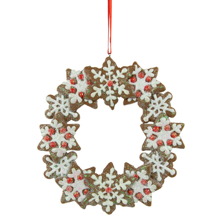 4.5" Gingerbread Snowflake Wreath Christmas Ornament